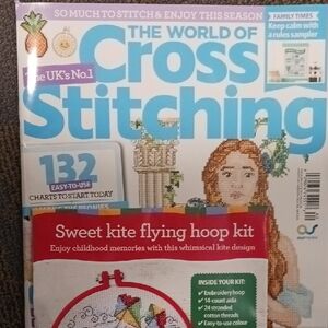 World Of Cross Stitching Magazine #362 with Kite Flying Hoop Kit